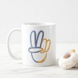 Stand With Ukraine - PEACE Symbol V-Sign Freedom   Coffee Mug