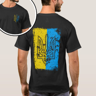 Stand with Ukraine Retro Vintafe Flag Trident T-Shirt