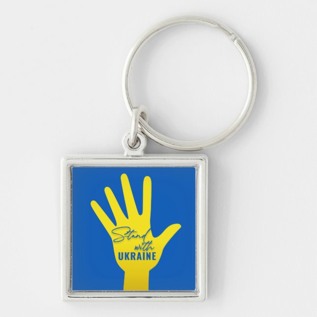 Stand with Ukraine Square Keychain (Front)