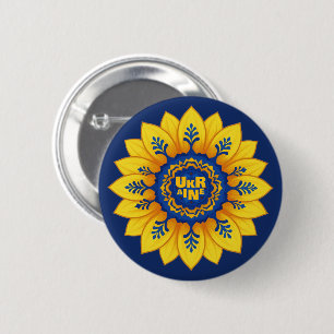 Stand with Ukraine Sunflower blue yellow flag 2 Inch Round Button