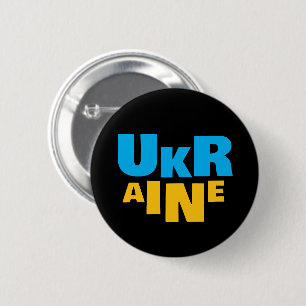 Stand with Ukraine Sunflower blue yellow flag 2 Inch Round Button
