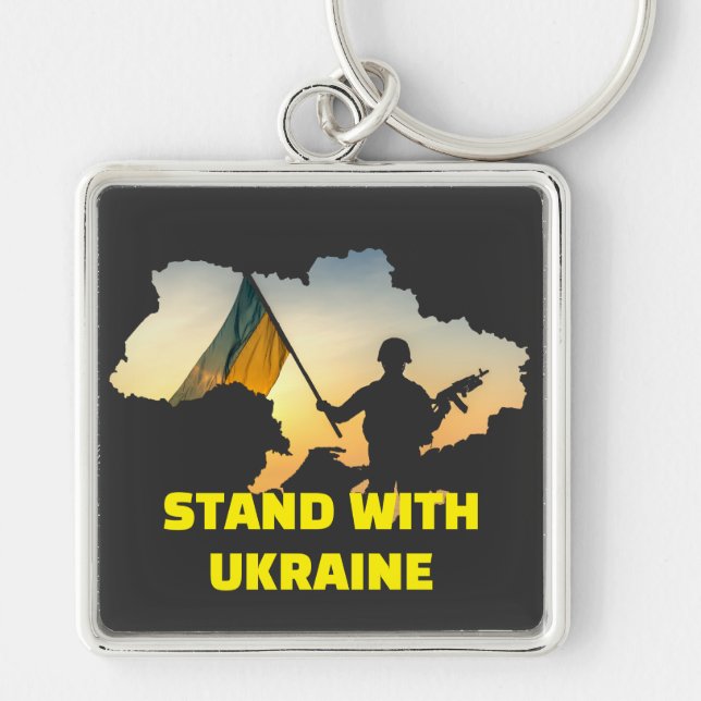 Stand with Ukraine – Support & Solidarity Keychain (Front)