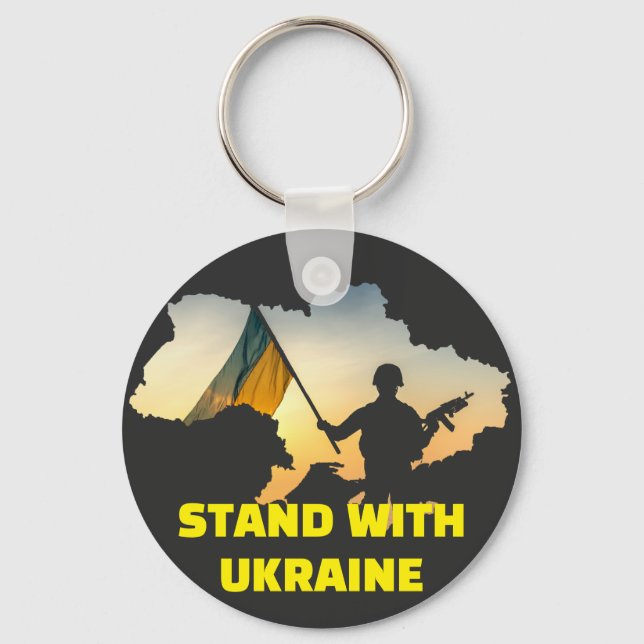 Stand with Ukraine – Support & Solidarity Keychain (Front)