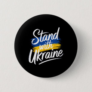 Stand With Ukraine Support Solidarity Peace Ukrain 2 Inch Round Button