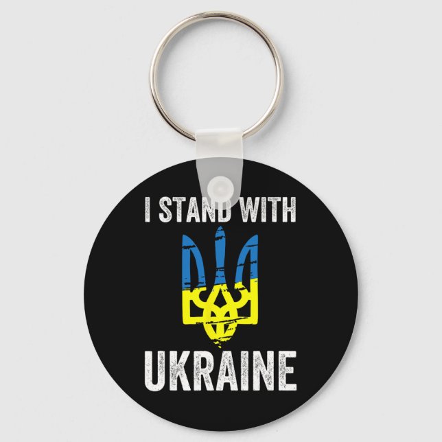 Stand With Ukraine Support Ukraine Resist Protest  Keychain (Front)