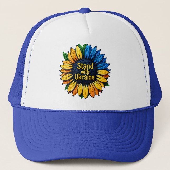 Stand with Ukraine – Support Ukraine  Trucker Hat (Front)