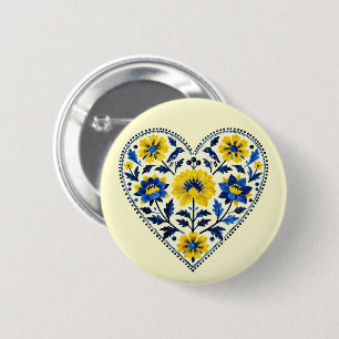 Stand with Ukraine traditional petrykivka painting 2 Inch Round Button