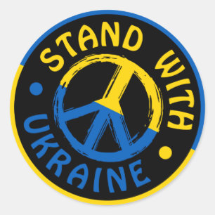 Stand With Ukraine, Ukraine Peace Symbol Classic Round Sticker