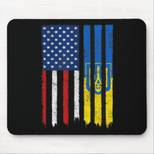 Stand With Ukraine Ukrainian American Flag Pride U Mouse Pad