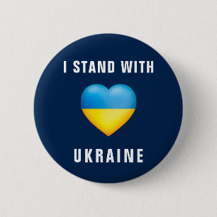 Stand With Ukraine Ukrainian Flag Heart 2 Inch Round Button