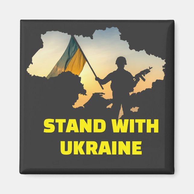 Stand with Ukraine with map  Magnet (Front)