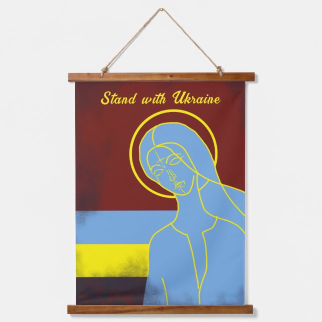 Stand with Ukraine "Yellow blue"  peace Hanging Tapestry (Front)