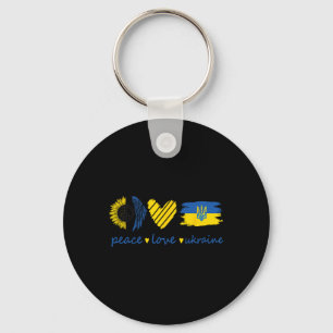 Stand With Ukrainian Peace Love Ukraine Sunflower Keychain