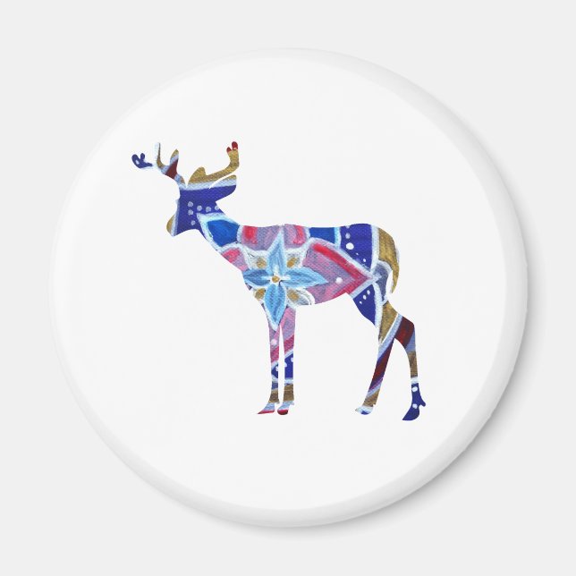 Standard, 5.7 Cm Round Magnet Mandala Deer (Front)