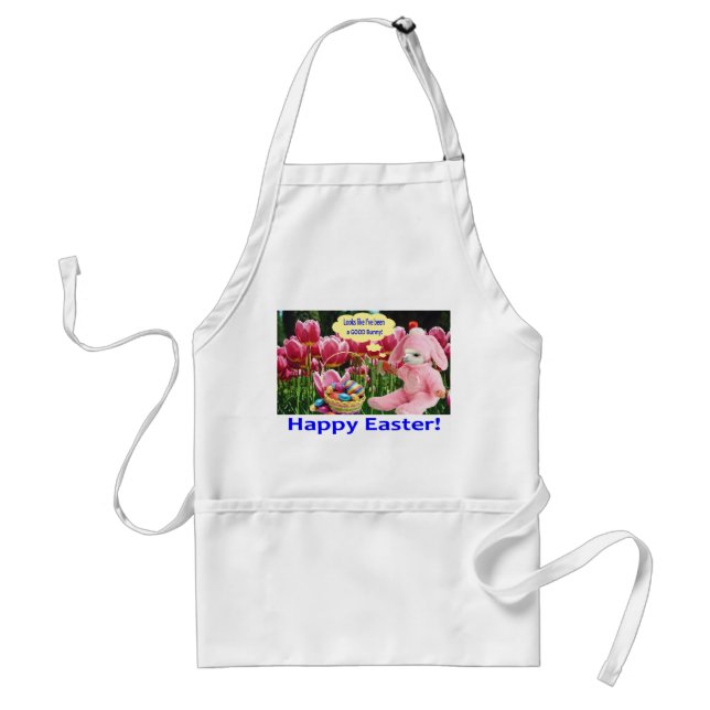 standard apron.  Happy Easter.  alpaca/bunny Apron (Front)