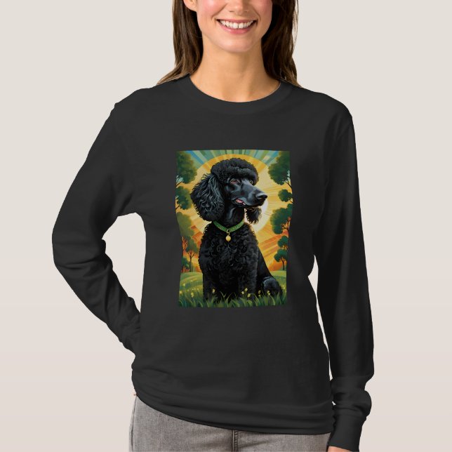 STANDARD BLACK POODLE SUN LIGHT T-Shirt (Front)