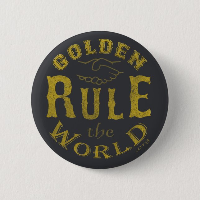 Standard Button Vintage Golden Rule The World (Front)