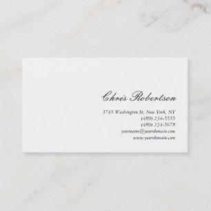 Standard Calligraphy Script White Business Card