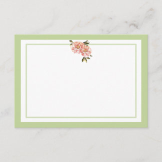 Standard Classic Pink Green Flower Note cards
