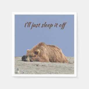 Standard Cocktail napkin w/ grizzly bear