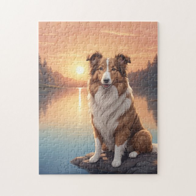 Standard Collie by Lake Jigsaw Puzzle (Vertical)