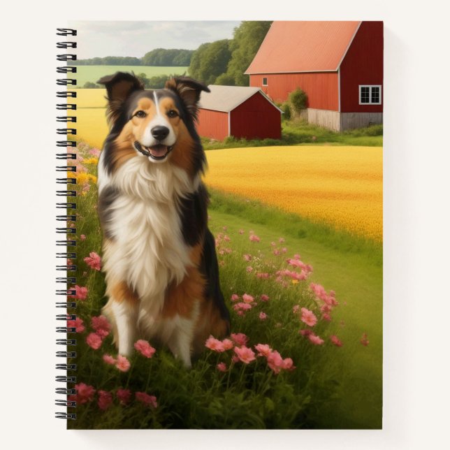 Standard Collie on Farm Notebook (Front)