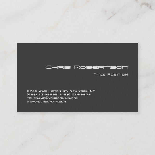 Standard Grey Elegant Unique Business Card (Front)
