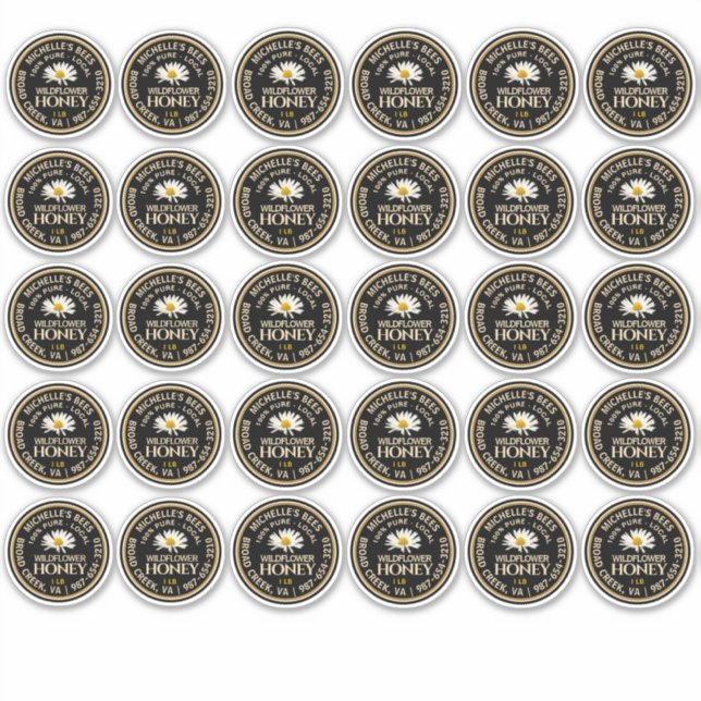 Standard Mason Jar Lid Honey Label Daisy 2.125" (Front)