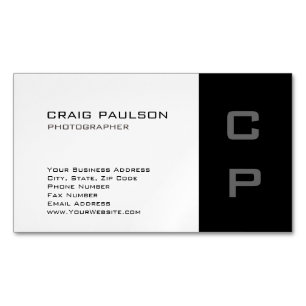 Standard Monogram Modern White Black Business Card