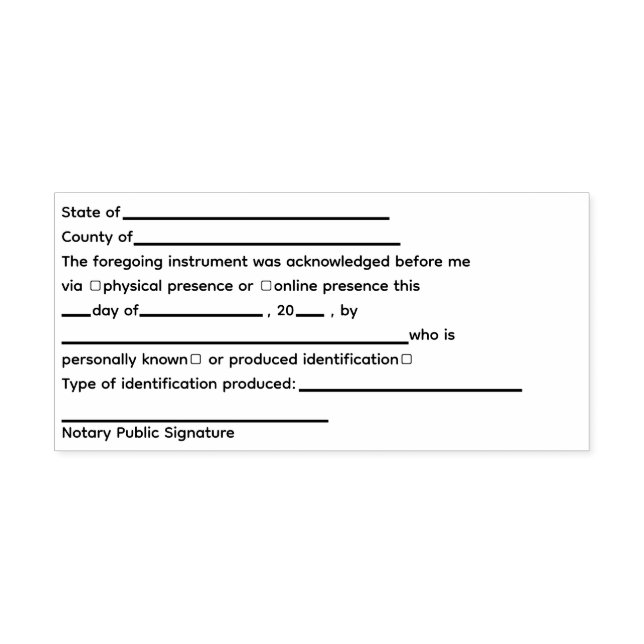 Standard Notary Public Acknowledgement Self-inking Stamp (Design)