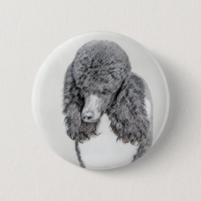 Standard Poodle Black Parti Painting - Dog Art 2 Inch Round Button (Front)