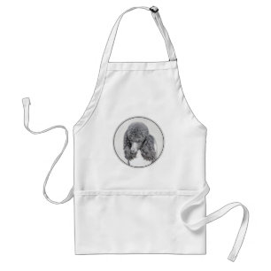Standard Poodle Black Parti Painting - Dog Art Apron