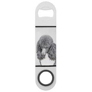 Standard Poodle Black Parti Painting - Dog Art Bar Key