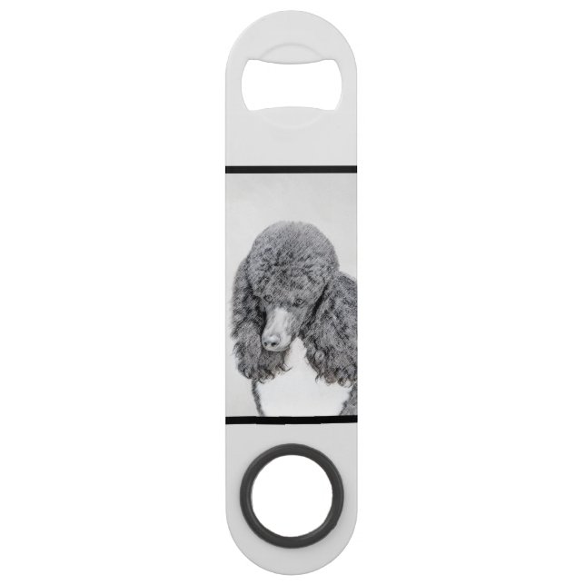 Standard Poodle Black Parti Painting - Dog Art Bar Key (Back)