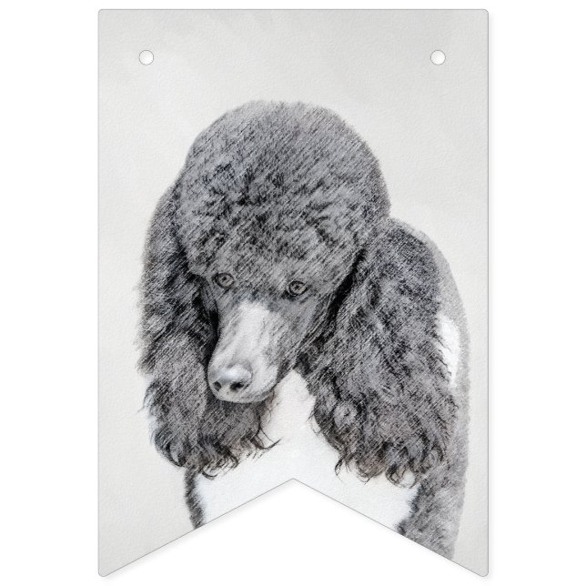 Standard Poodle Black Parti Painting - Dog Art Bunting Flags (First Flag)