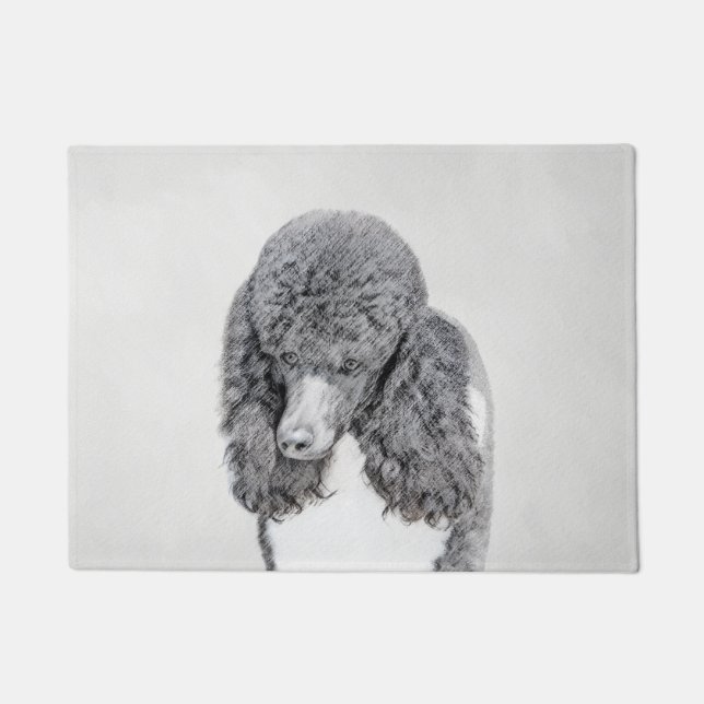 Standard Poodle Black Parti Painting - Dog Art Doormat (Front)