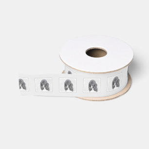 Standard Poodle Black Parti Painting - Dog Art Grosgrain Ribbon