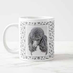 Standard Poodle Black Parti Painting - Dog Art Large Coffee Mug