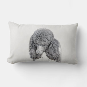 Standard Poodle Black Parti Painting - Dog Art Lumbar Pillow