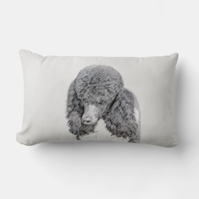 Standard Poodle Black Parti Painting - Dog Art Lumbar Pillow (Front)