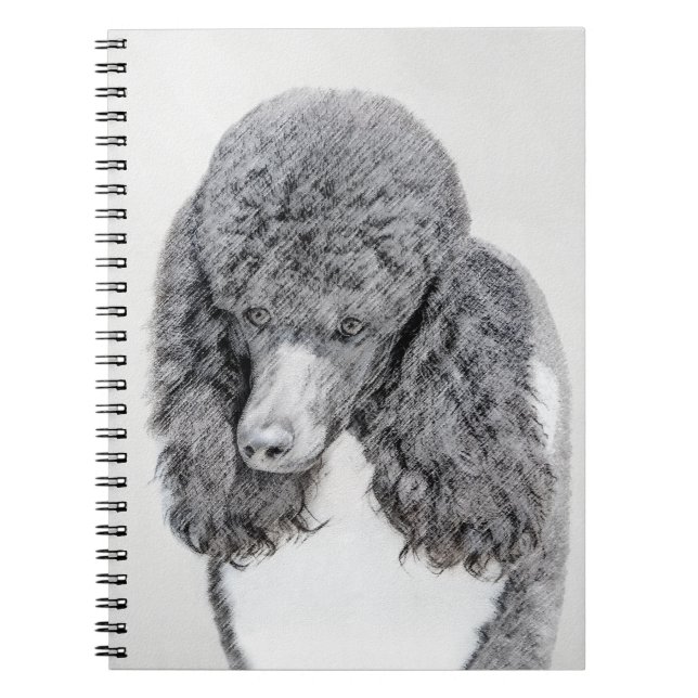 Standard Poodle Black Parti Painting - Dog Art Notebook (Front)