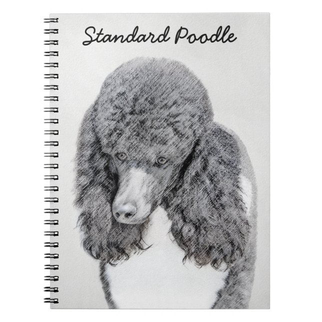Standard Poodle Black Parti Painting - Dog Art Notebook (Front)