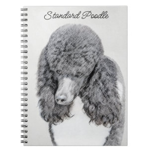 Standard Poodle Black Parti Painting - Dog Art Notebook
