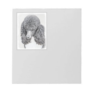 Standard Poodle Black Parti Painting - Dog Art Notepad
