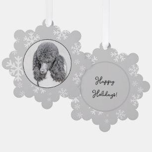Standard Poodle Black Parti Painting - Dog Art Ornament Card