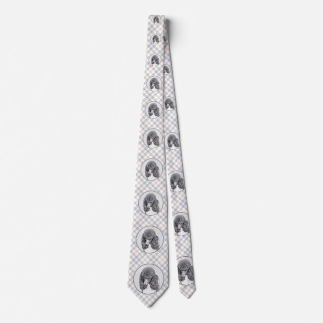 Standard Poodle Black Parti Painting - Dog Art Tie (Front)