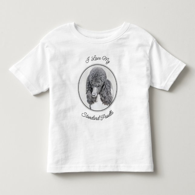 Standard Poodle Black Parti Painting - Dog Art Toddler T-shirt (Front)