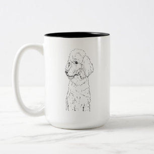 Standard Poodle Dog Illustration - Ink Art Two-Tone Coffee Mug