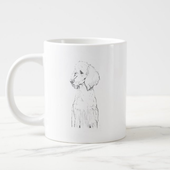 Standard Poodle Dog Pet Portrait  Large Coffee Mug (Left)