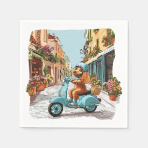Standard Poodle Dog Riding Scooter Napkin